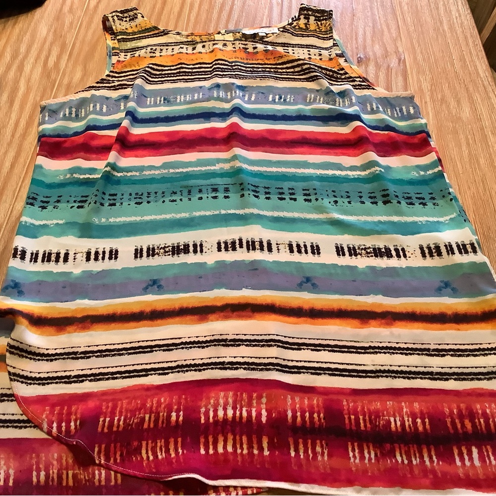Colorful Striped Sleeveless Tunic tank  TopszL